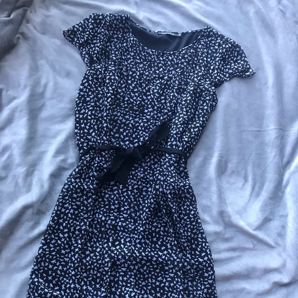Monoprix Autre Ton Black Patterned Dress